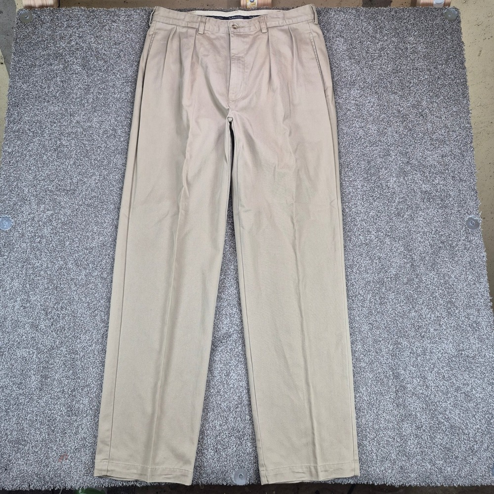 Polo Ralph Lauren Andrew Pant Mens 35x34 Tan Khaki Double Pleated Chinos